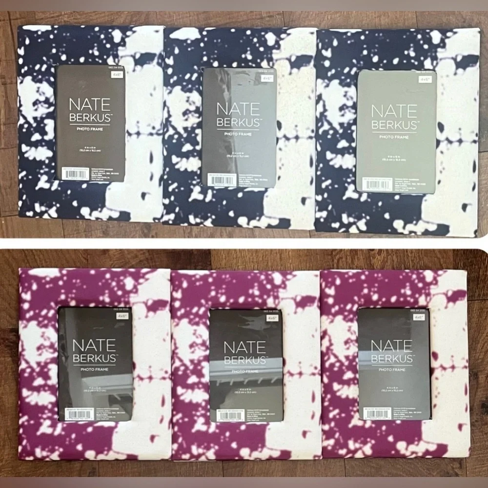 3 brand new Nate berkus quilted marble design picture frames 4”x6”